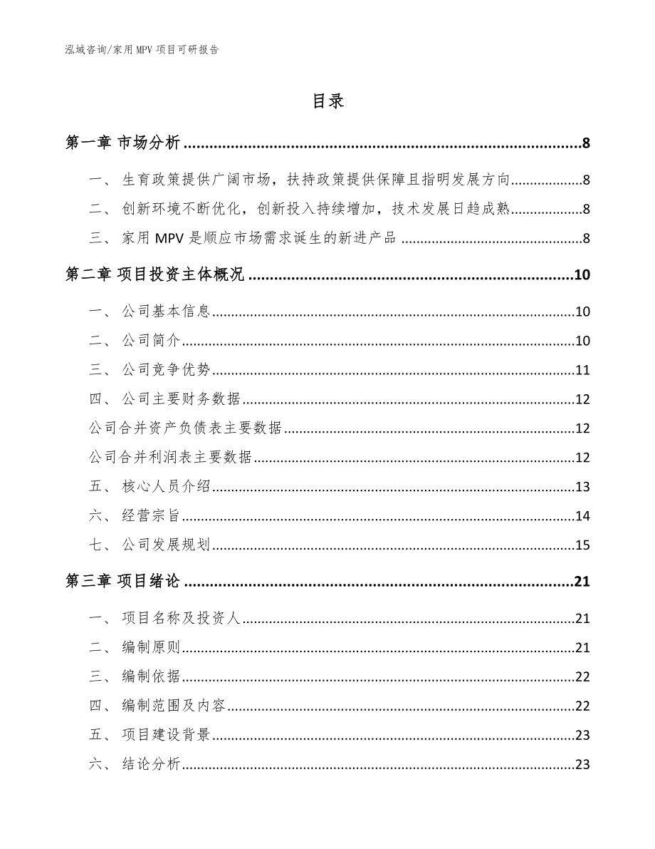 家用MPV项目可研报告【模板范本】_第1页