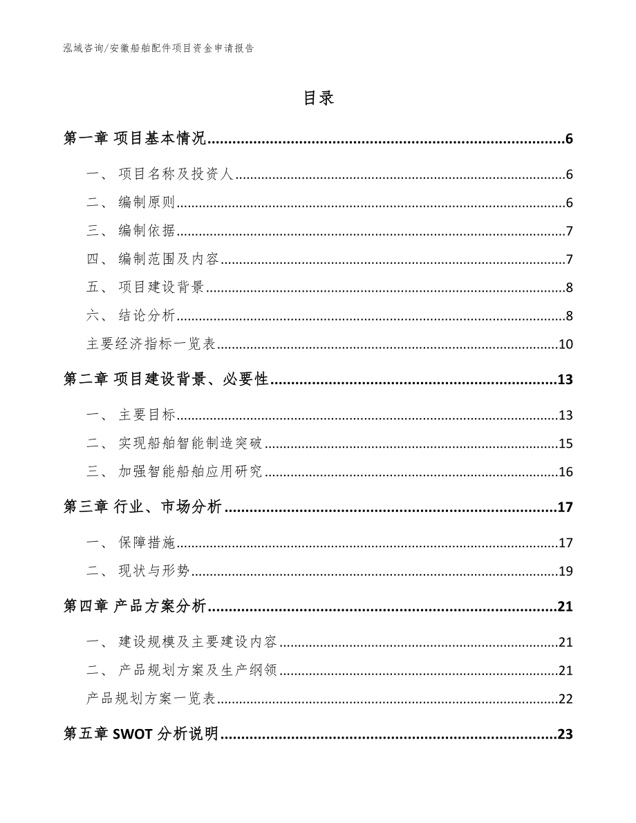 安徽船舶配件项目资金申请报告_第1页