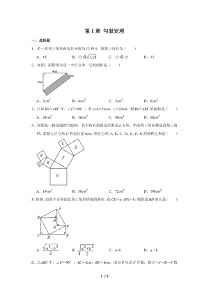 北師大新版八年級數(shù)學(xué)上冊第1章 勾股定理單元復(fù)習(xí)試題