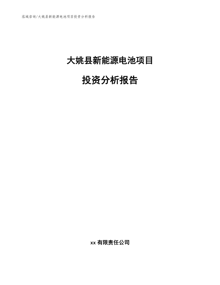 大姚县新能源电池项目投资分析报告【范文模板】_第1页