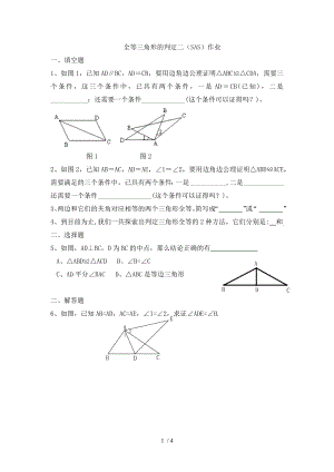 人教版八年級(jí)上冊(cè)數(shù)學(xué) 12.2全等三角形的判定（SAS）同步練習(xí)（無(wú)答案）