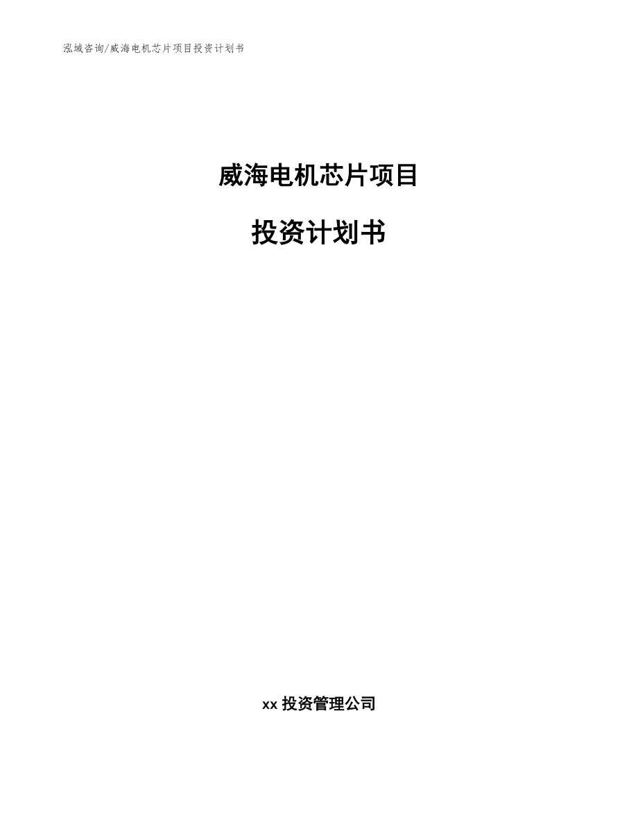 威海电机芯片项目投资计划书参考模板_第1页