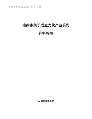 淮南市关于成立光伏产业公司分析报告（范文参考）