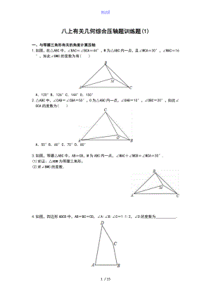 八上有关几何综合压轴的题目训练的题目(1)