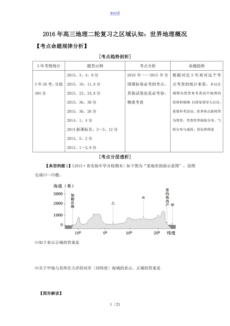 2016年,高三地理,二輪復(fù)習(xí),之區(qū)域認(rèn)知, 世界地理概況_第1頁