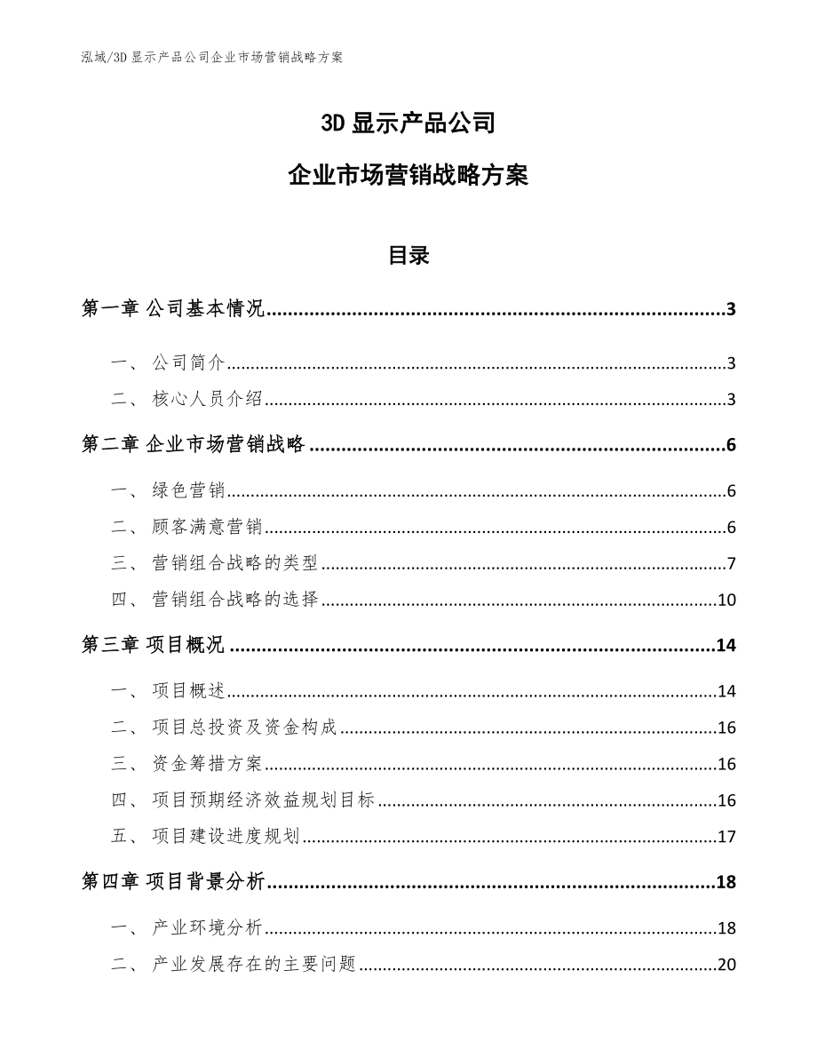 3D显示产品公司企业市场营销战略方案_第1页