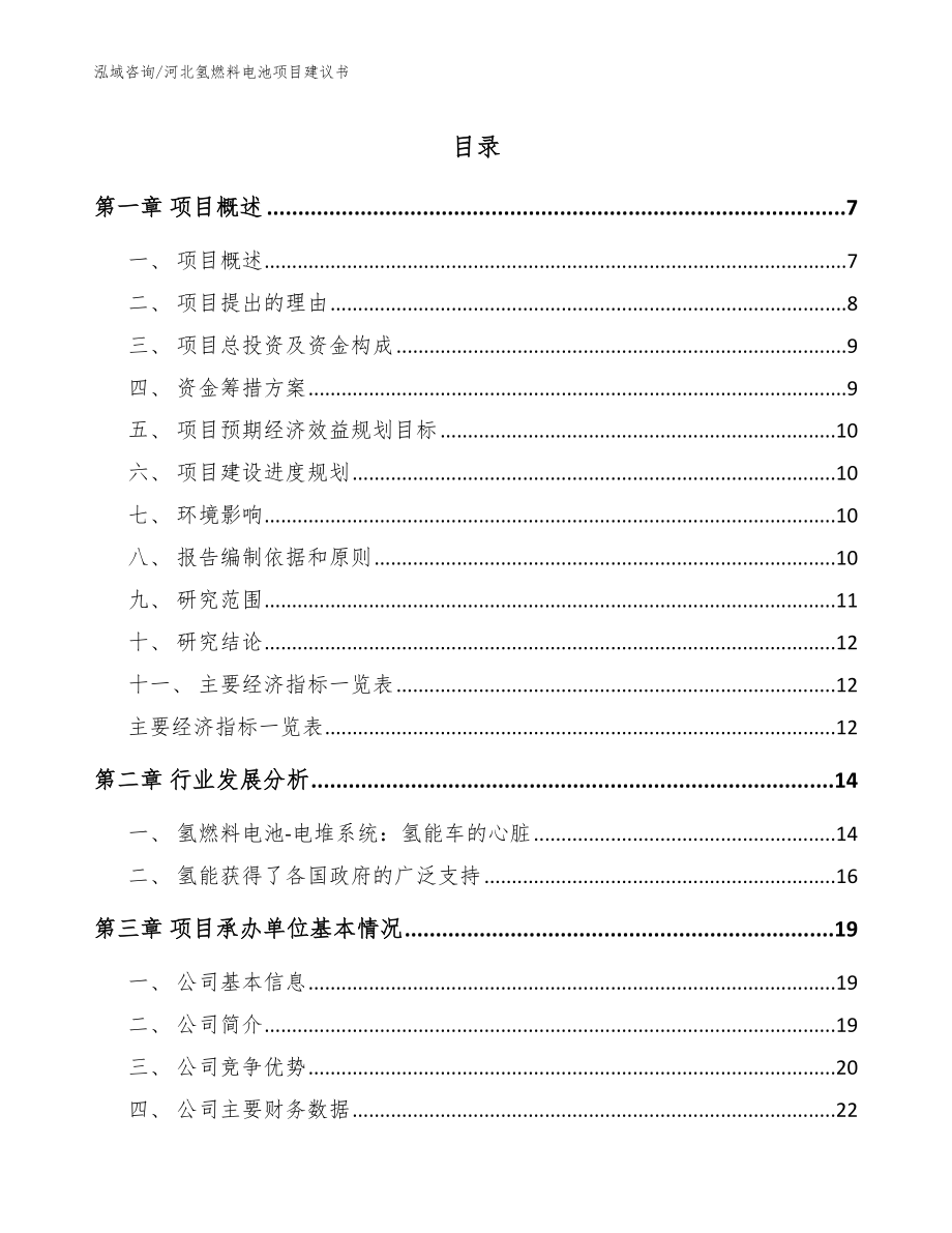 河北氢燃料电池项目建议书【范文】_第1页