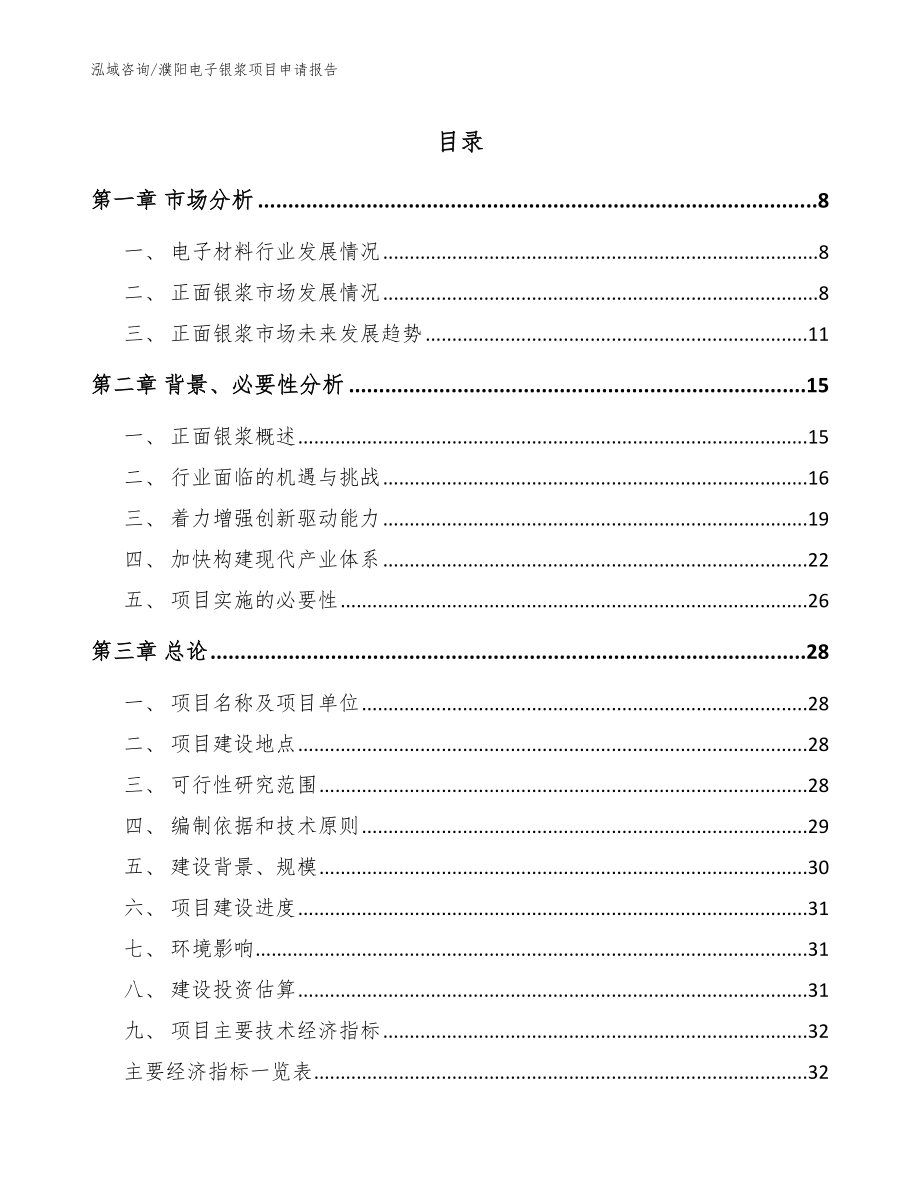 濮阳电子银浆项目申请报告【参考模板】_第1页