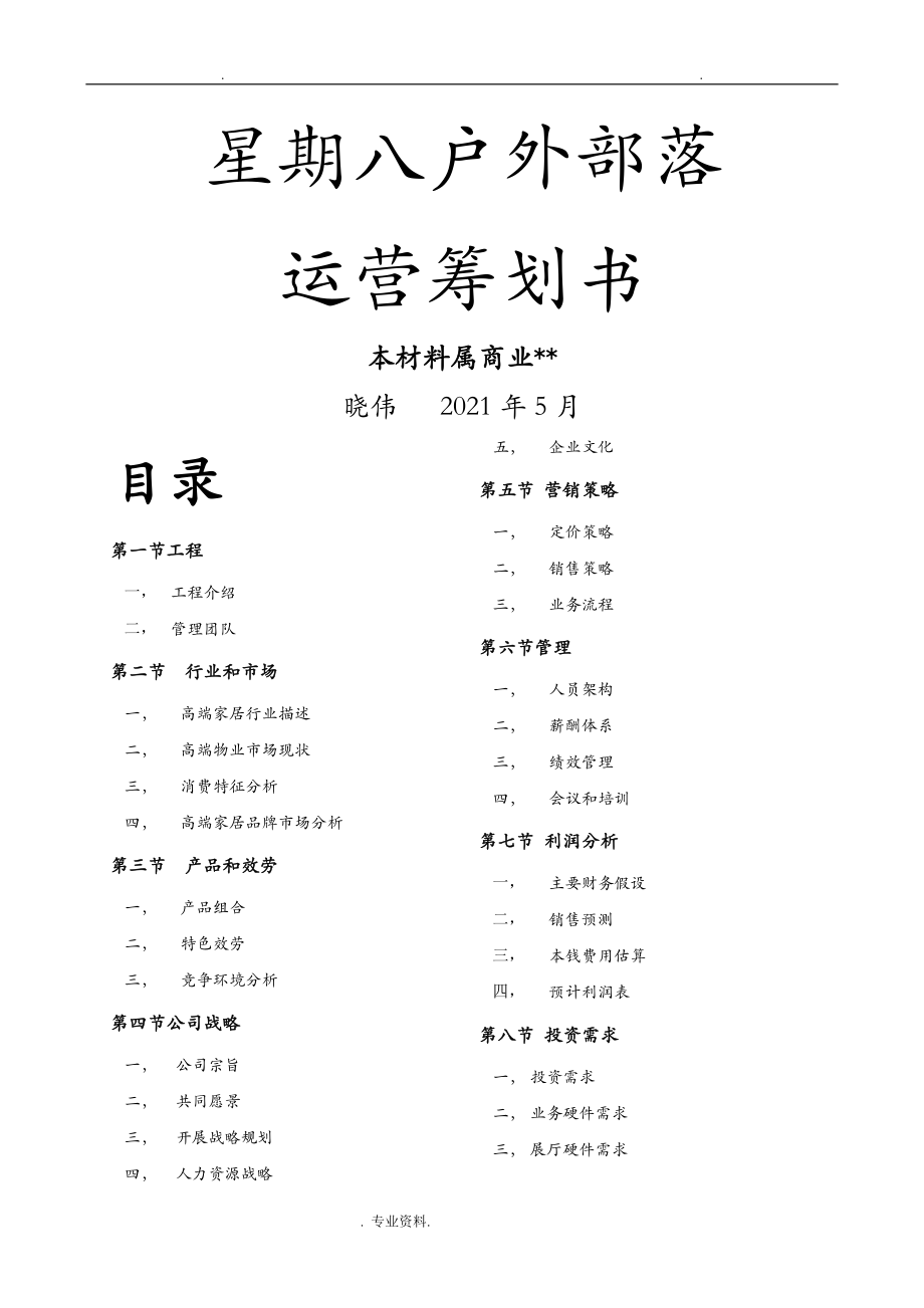 公司运营实施实施实施实施计划书模板_第1页