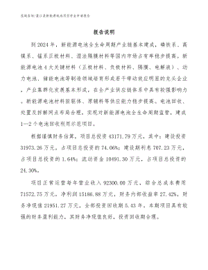 盈江县新能源电池项目资金申请报告【模板参考】