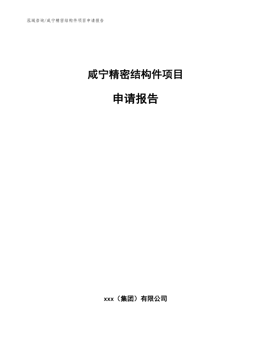 咸宁精密结构件项目申请报告_范文模板_第1页