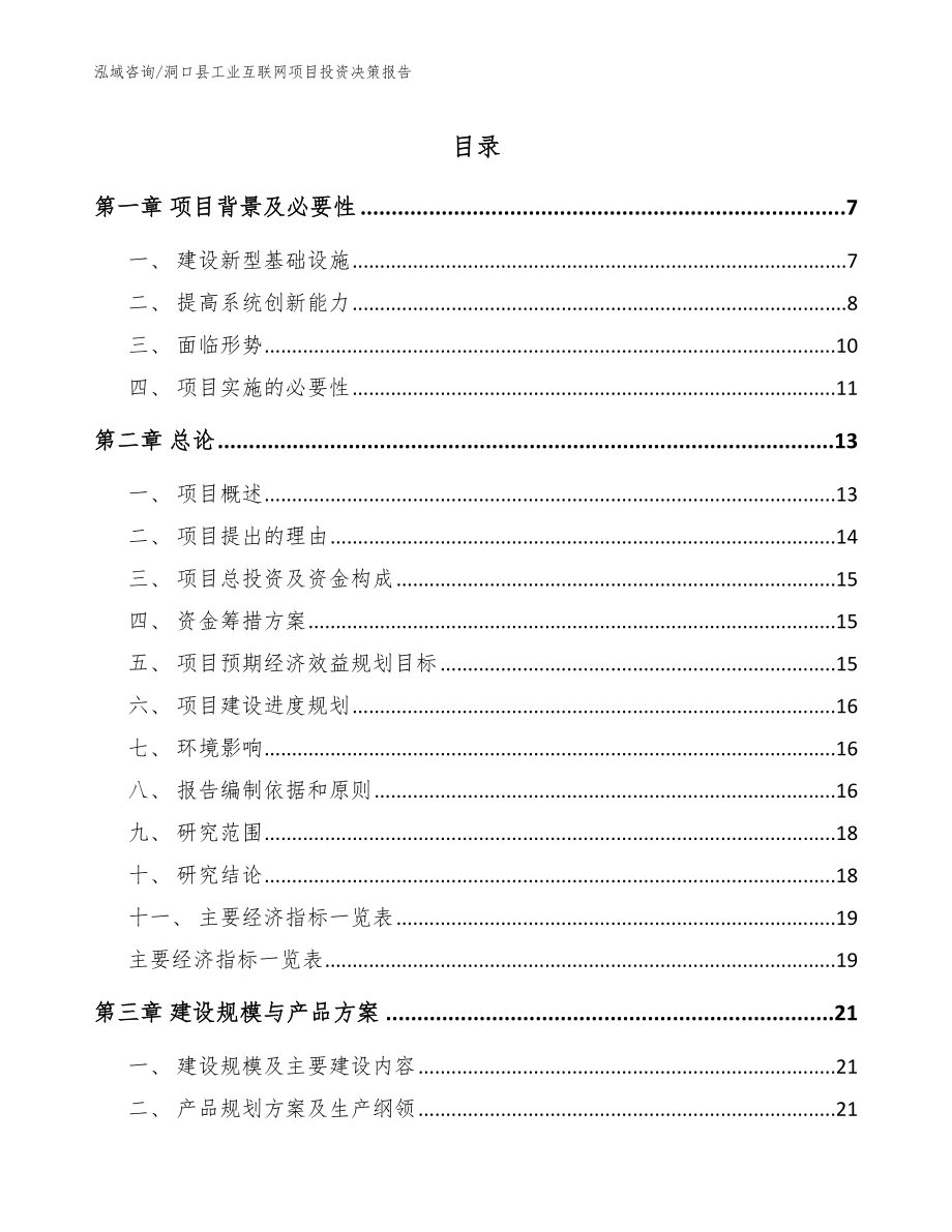 洞口县工业互联网项目投资决策报告【范文】_第1页
