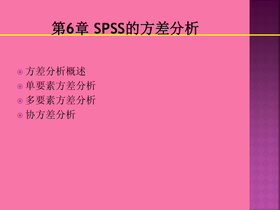 薛薇SPSS统计分析方法及应用第六章方差分析ppt课件_第1页