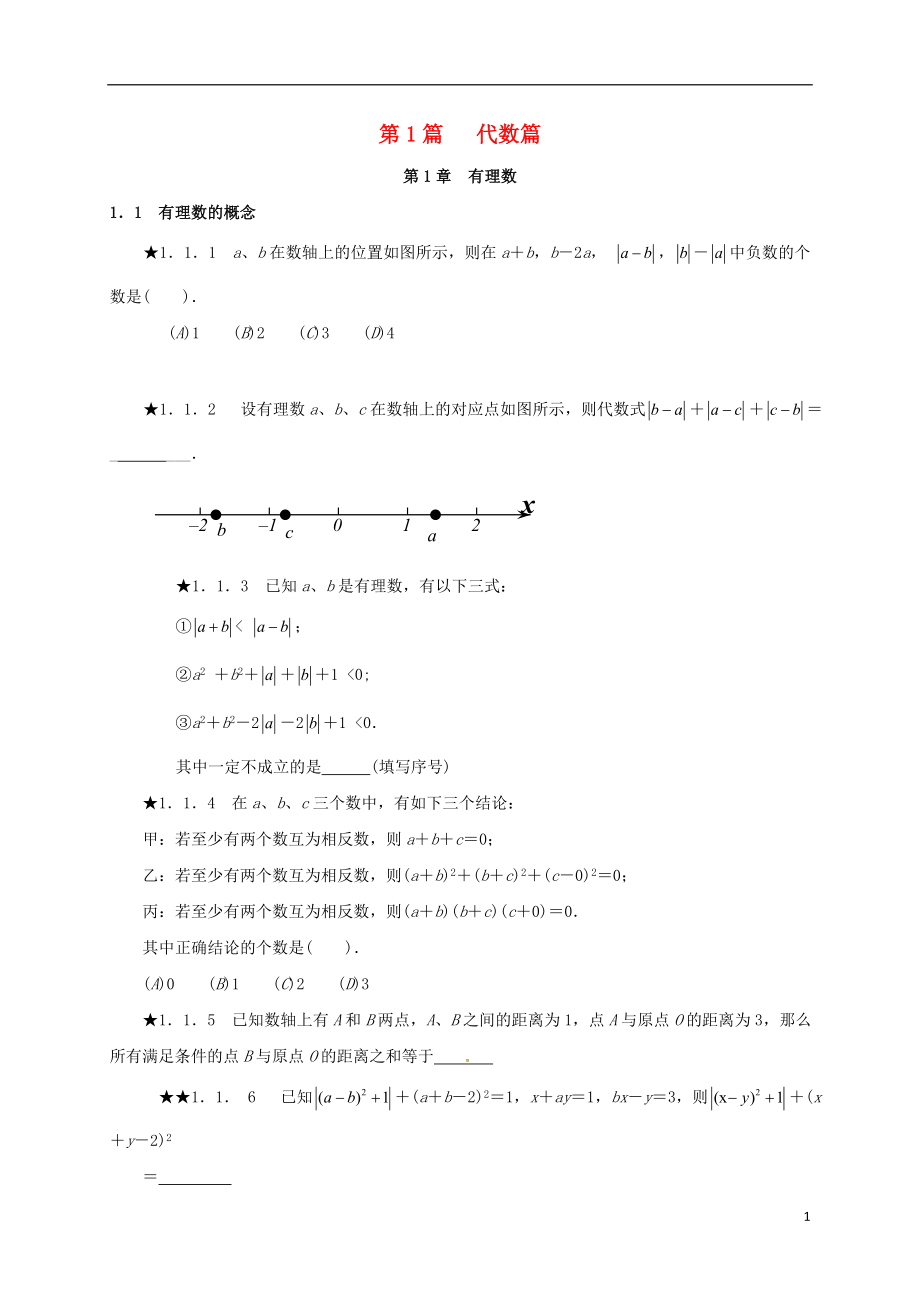 山東省諸城市桃林鎮(zhèn)中考數(shù)學 第1章 有理數(shù)復習題（無答案）_第1頁