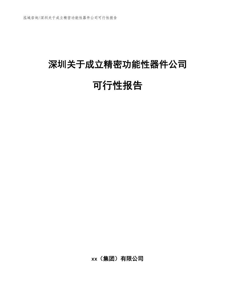 深圳关于成立精密功能性器件公司可行性报告_模板_第1页