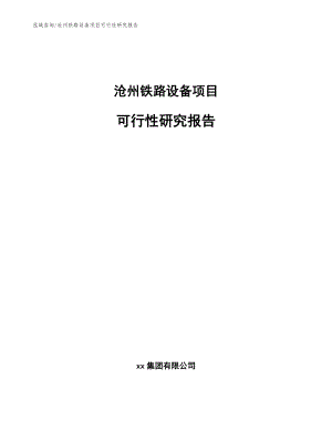沧州铁路设备项目可行性研究报告【范文】