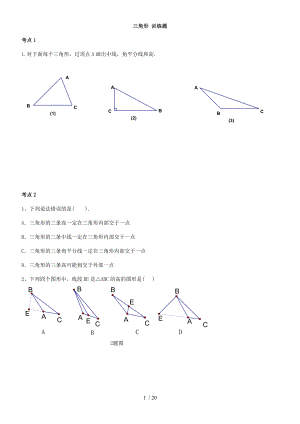 人教版八年級上冊數(shù)學(xué) 第十一章三角形考點(diǎn)訓(xùn)練題（無答案）