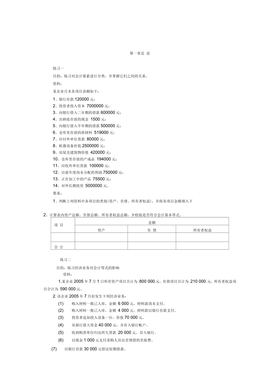 《初級(jí)財(cái)務(wù)會(huì)計(jì)學(xué)》習(xí)題_第1頁