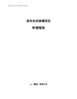 滨州光伏玻璃项目申请报告参考范文