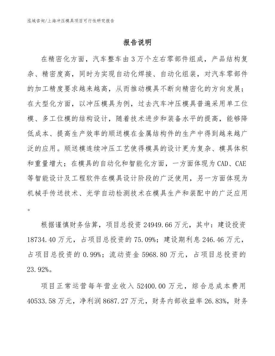 上海冲压模具项目可行性研究报告（参考模板）_第1页