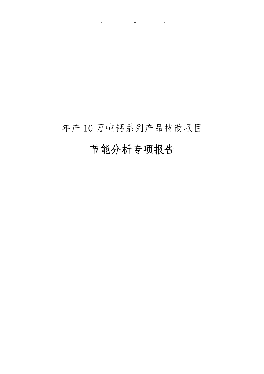 年产10万吨钙系列产品技改项目节能分析专项报告_第1页