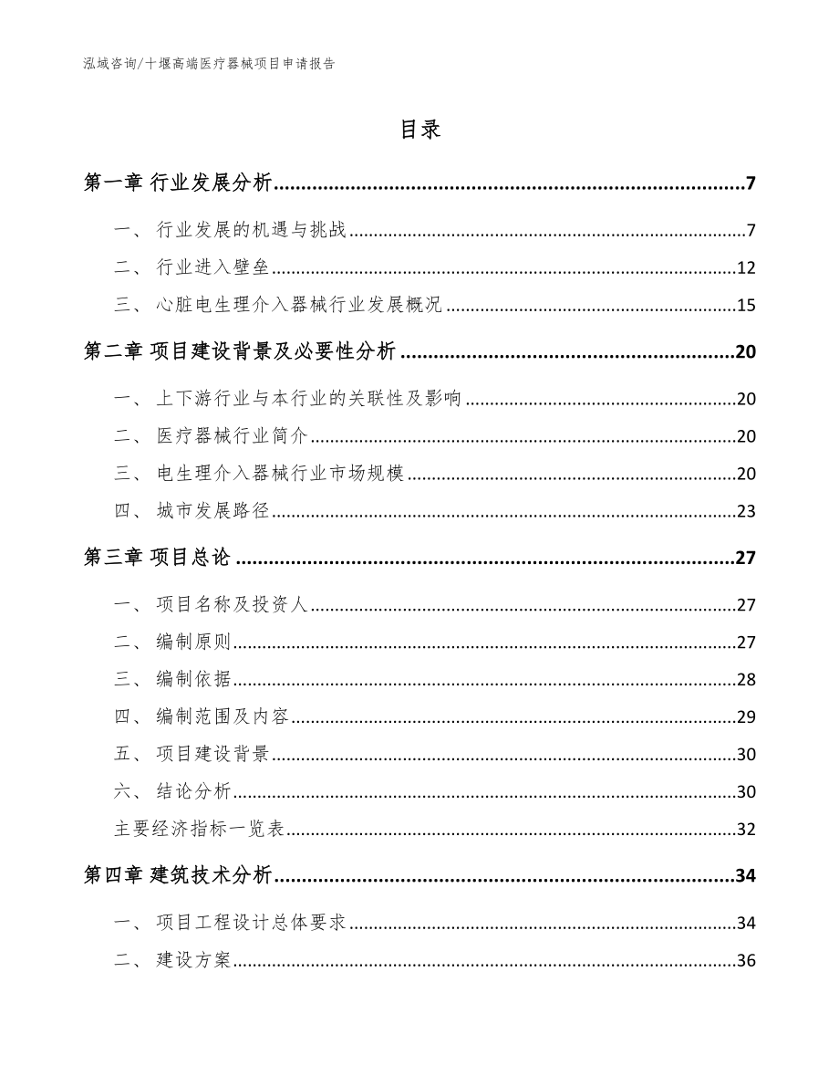 十堰高端医疗器械项目申请报告（模板范文）_第1页