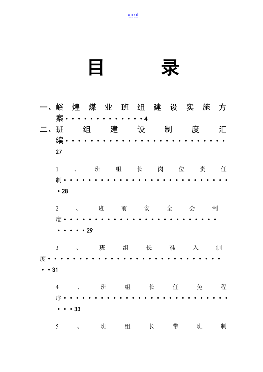 三交河煤矿班组建设实施方案设计_第1页