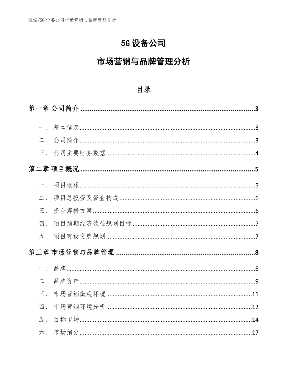 5G设备公司市场营销与品牌管理分析（参考）_第1页