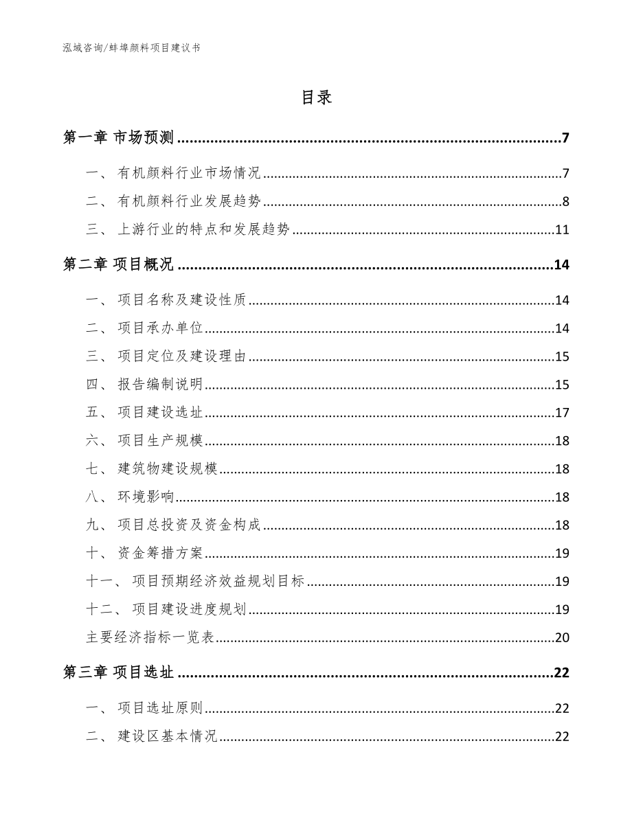 蚌埠颜料项目建议书（模板）_第1页