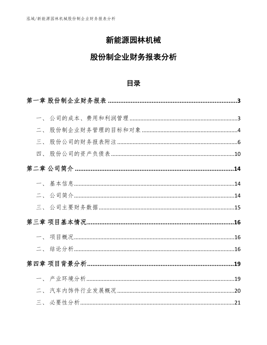 新能源园林机械股份制企业财务报表分析（参考）_第1页