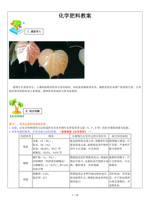 人教版九年級(jí)化學(xué)下冊(cè) 第十一單元 課題2 化學(xué)肥料 教案