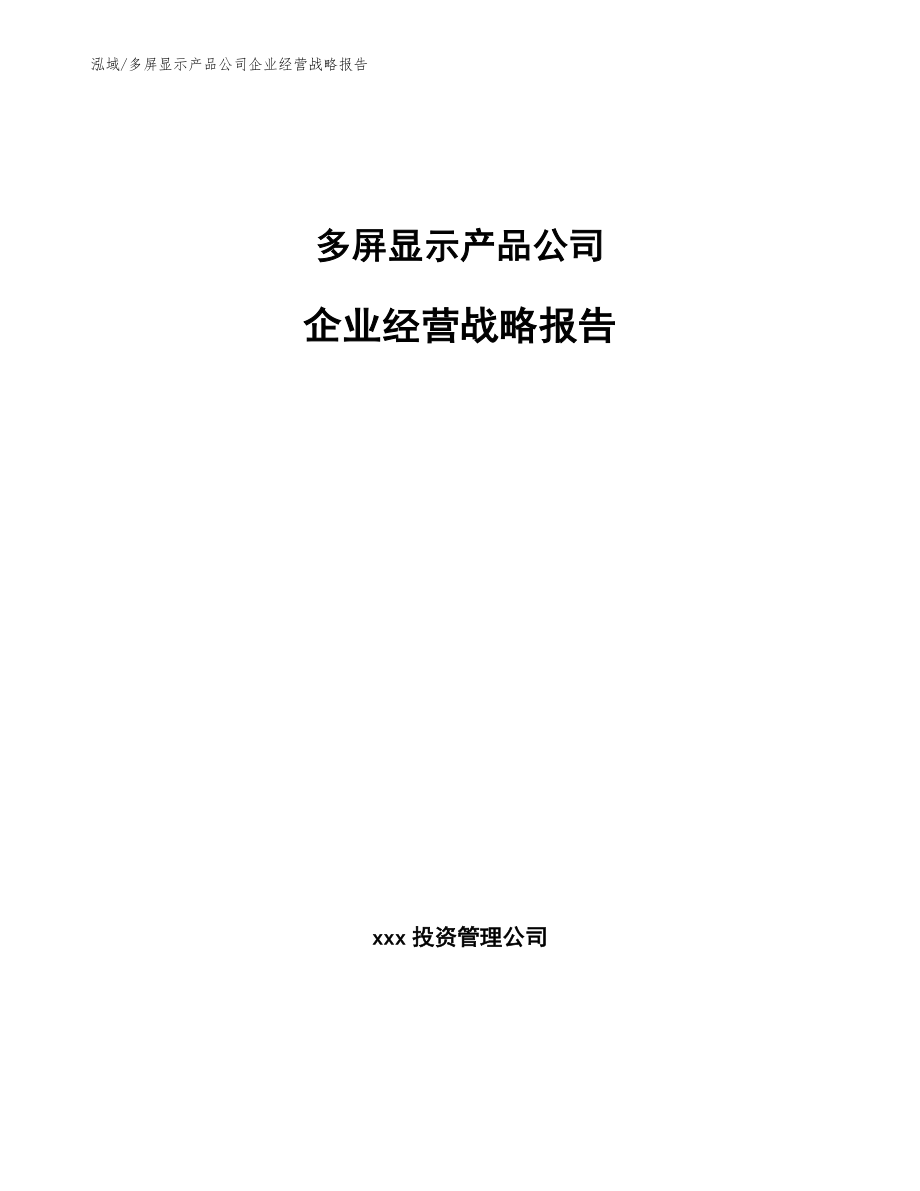 多屏显示产品公司企业经营战略报告_第1页