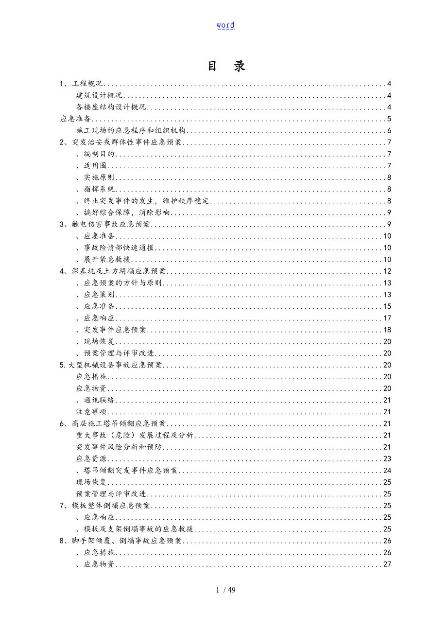 施工现场安全系统应急预案2016年_第1页