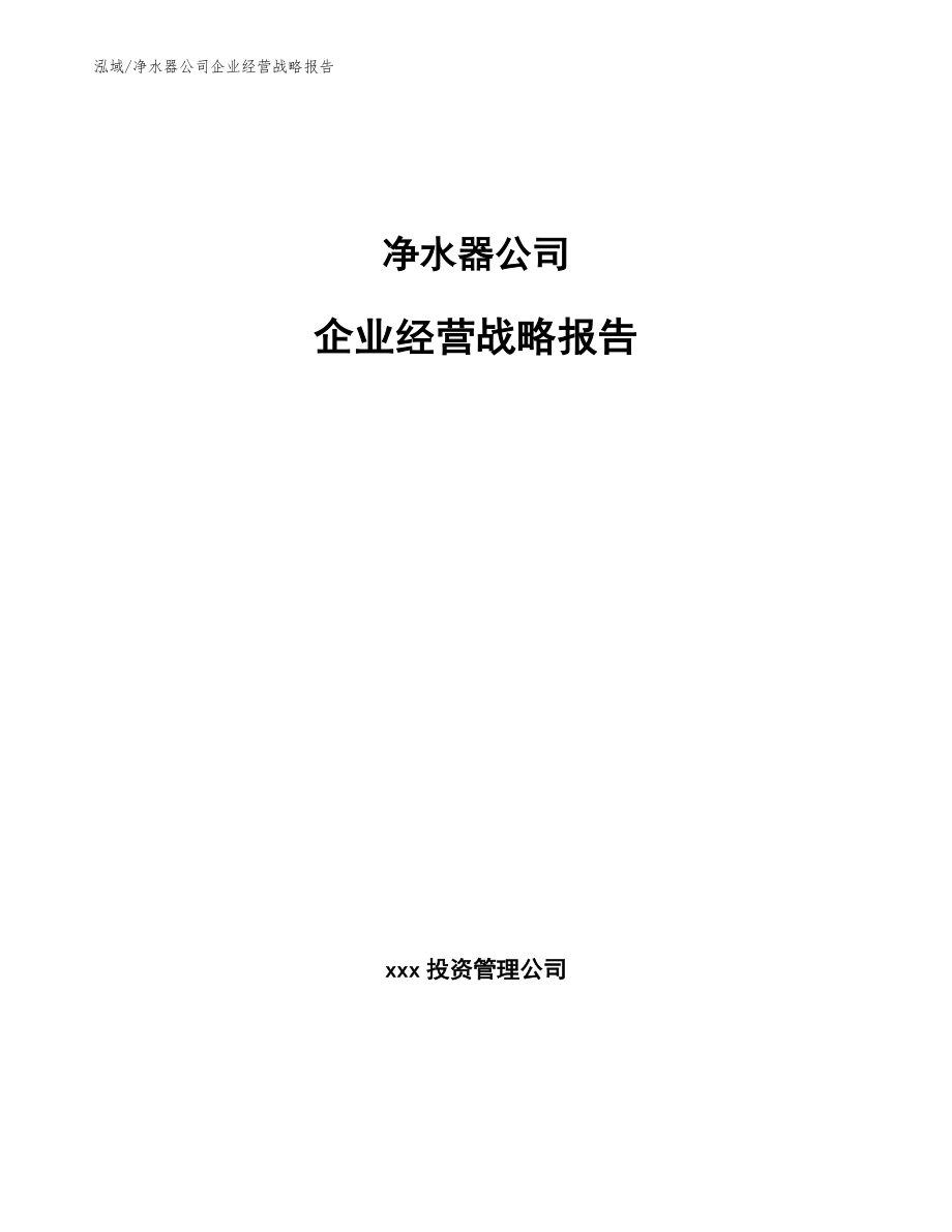 净水器公司企业经营战略报告【参考】_第1页