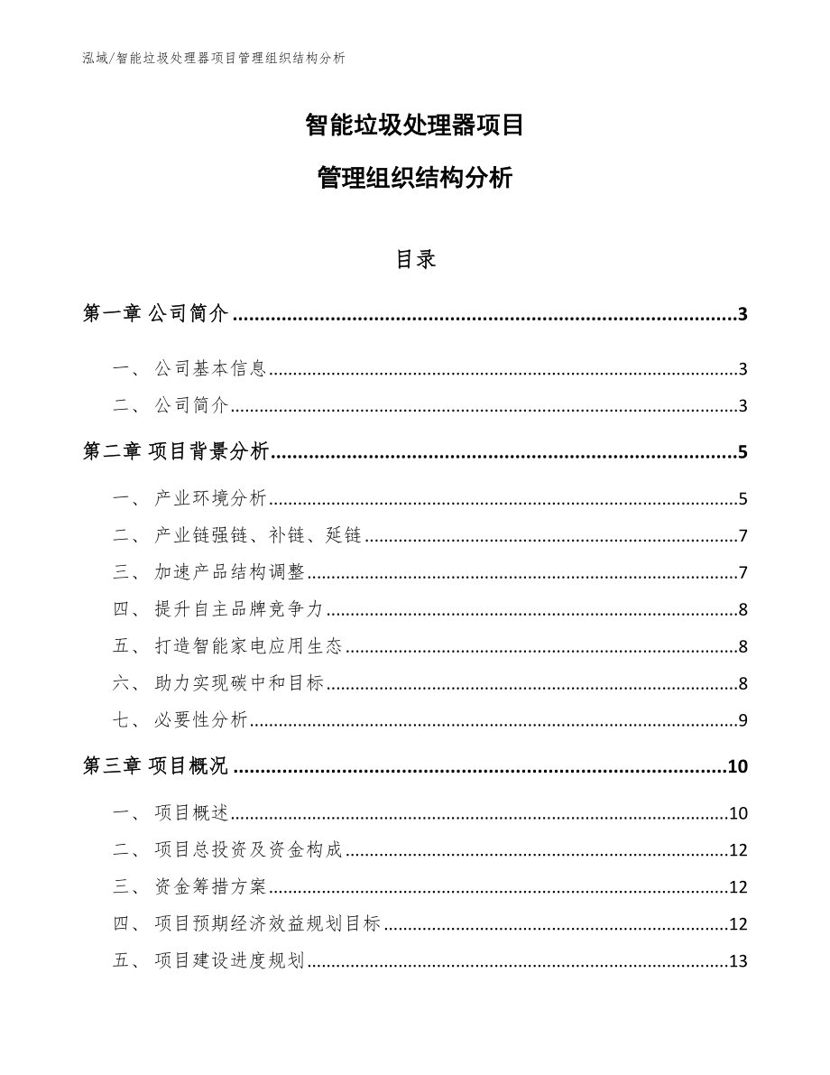 智能垃圾处理器项目管理组织结构分析【范文】_第1页