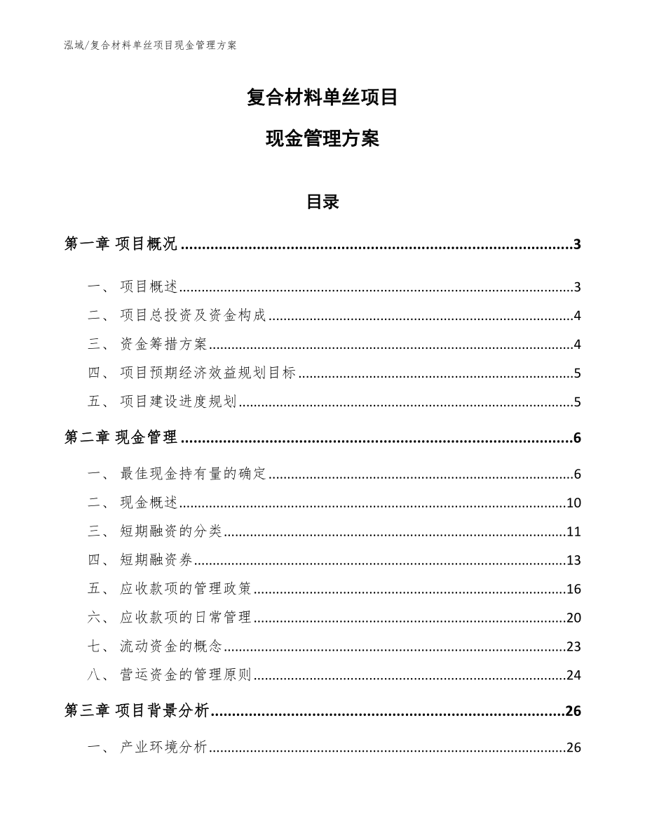 复合材料单丝项目现金管理方案（参考）_第1页