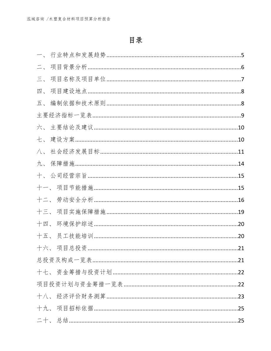 木塑复合材料项目预算分析报告-（模板范本）_第1页