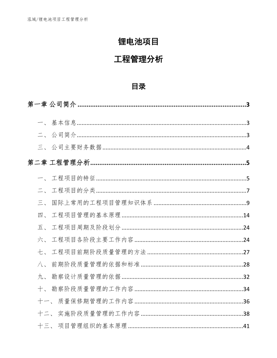 锂电池项目工程管理分析（参考）_第1页