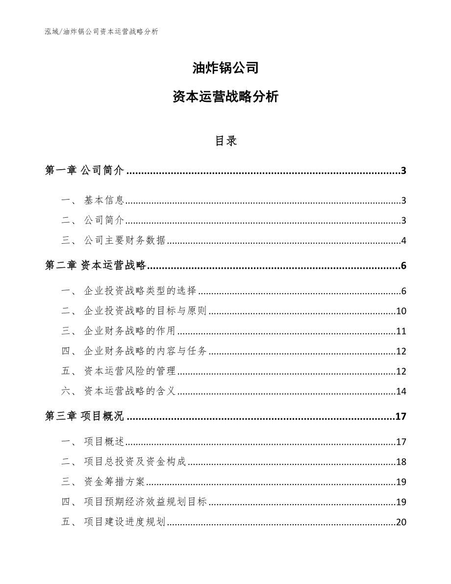 油炸锅公司资本运营战略分析_参考_第1页