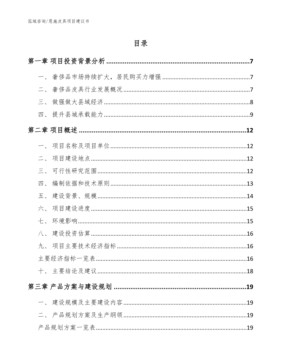 恩施皮具项目建议书_第1页