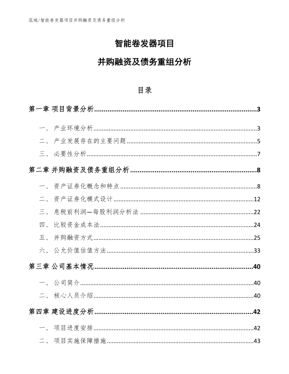 智能卷发器项目并购融资及债务重组分析（参考）_第1页