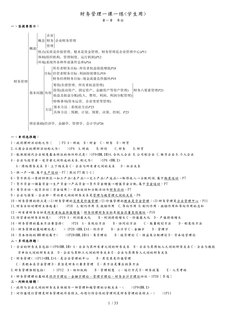 自考专科财务管理课练_第1页