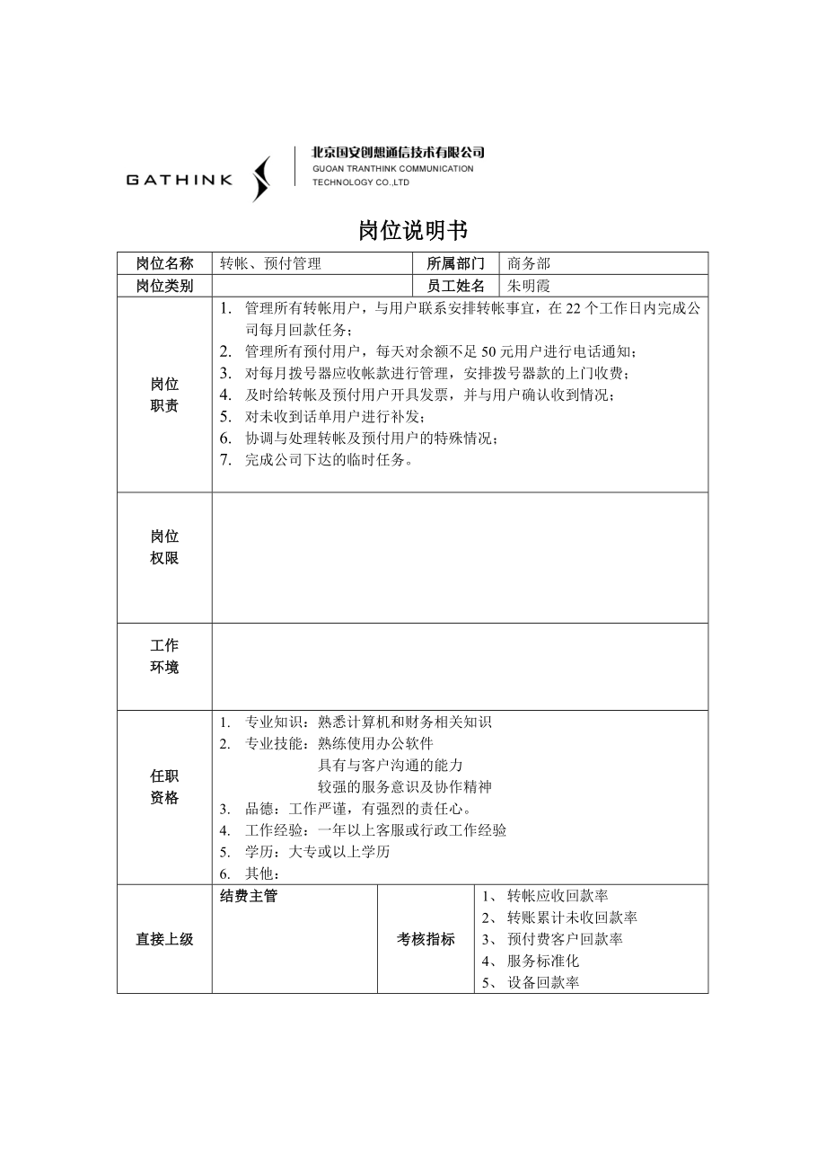 崗位職務(wù)說明書大全1080_第1頁