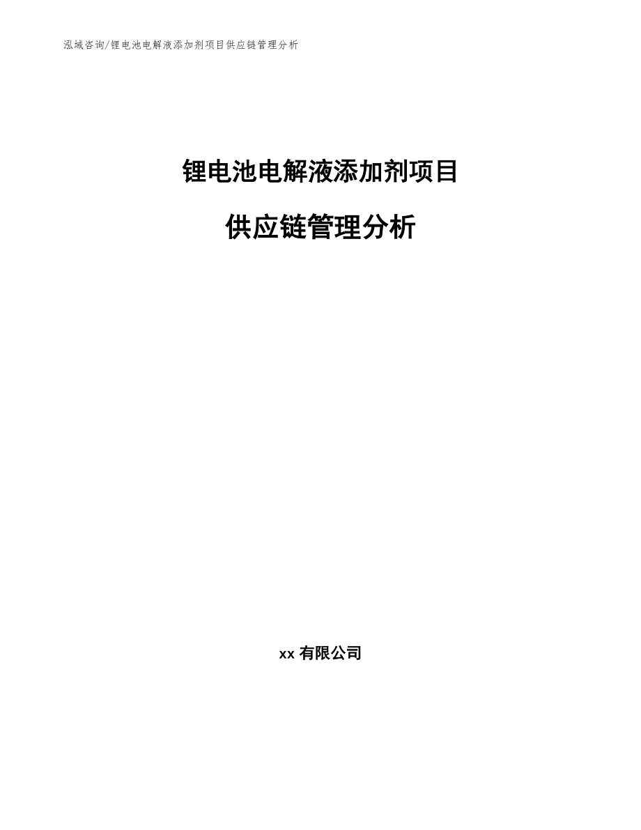 锂电池电解液添加剂项目供应链管理分析【参考】_第1页