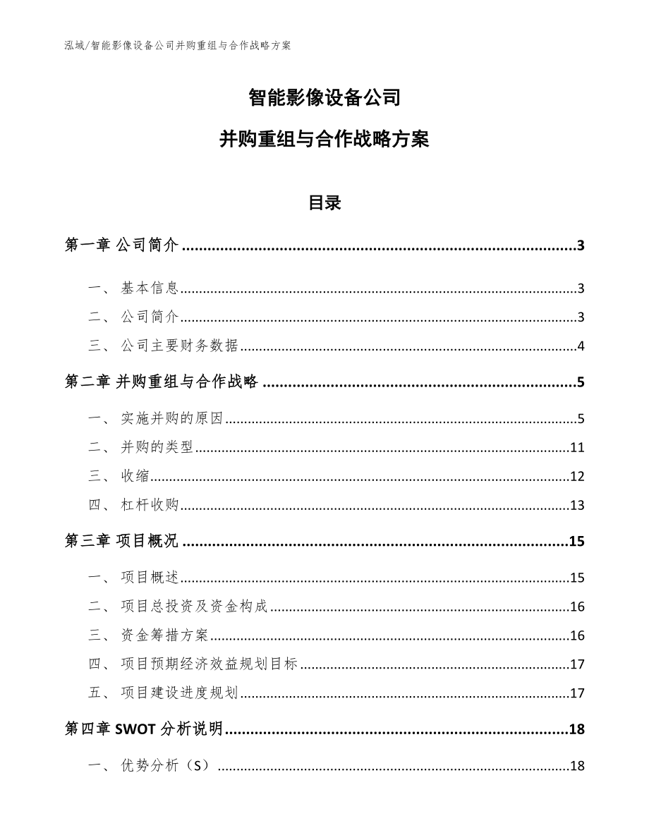 智能影像设备公司并购重组与合作战略方案_第1页