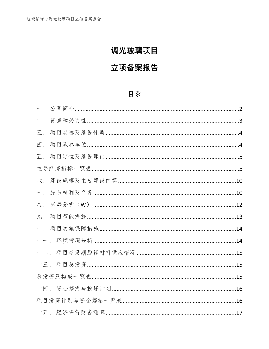 调光玻璃项目立项备案报告-（模板参考）_第1页