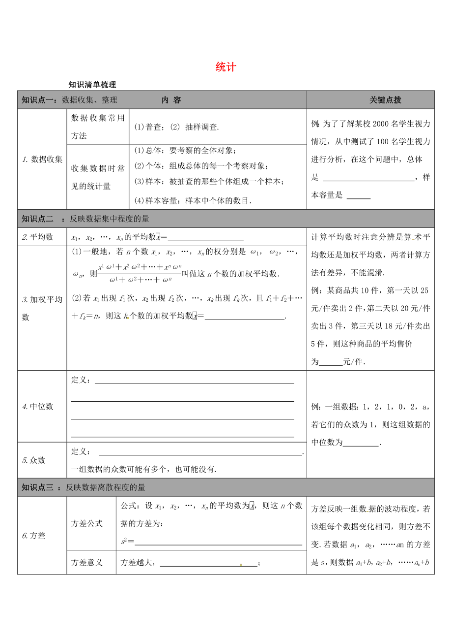 陜西省山陽縣色河鋪鎮(zhèn)2018年中考數學總復習 第26講 統(tǒng)計_第1頁