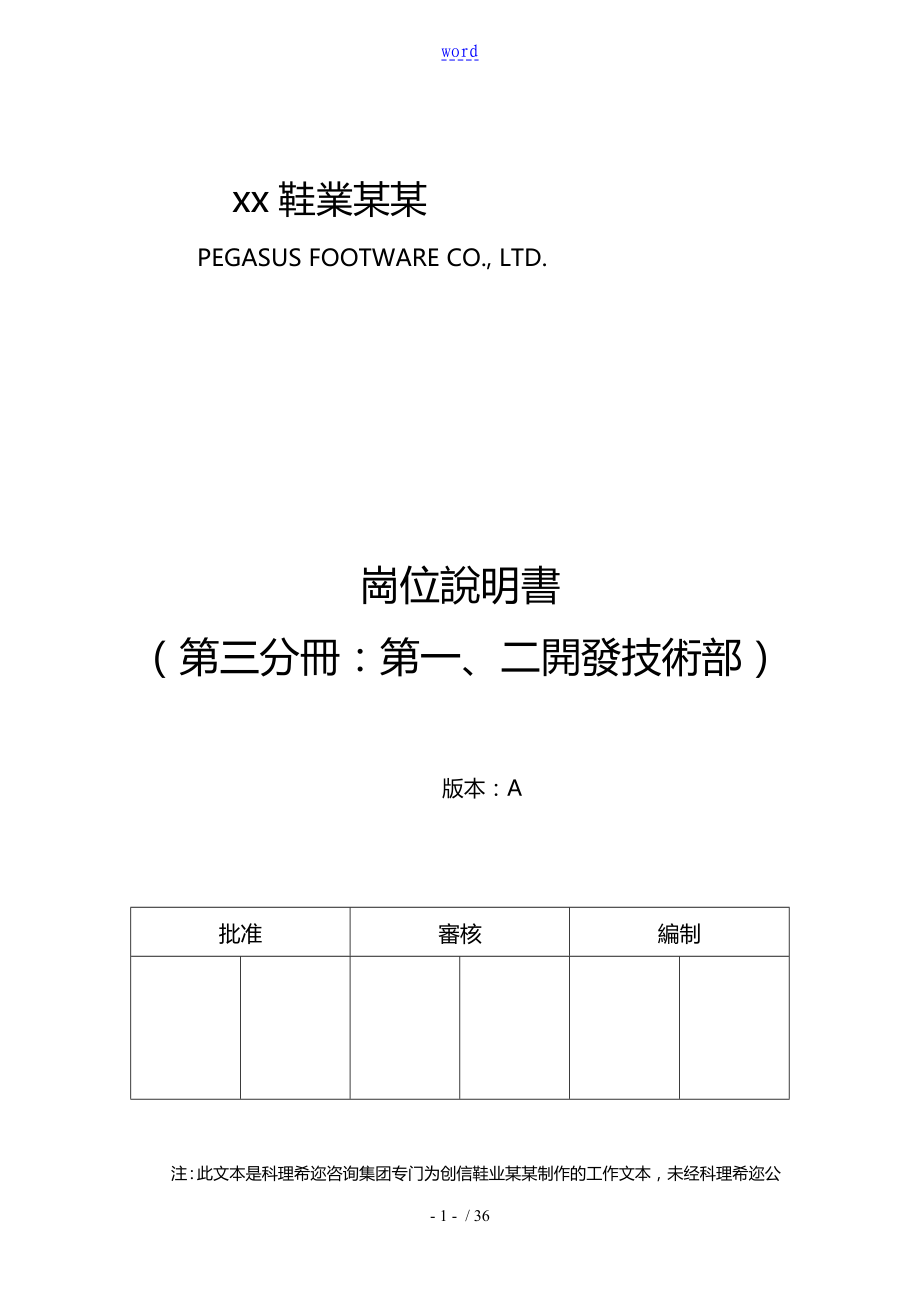 制鞋企业岗位说明书(3)技术开发(鞋厂)_第1页