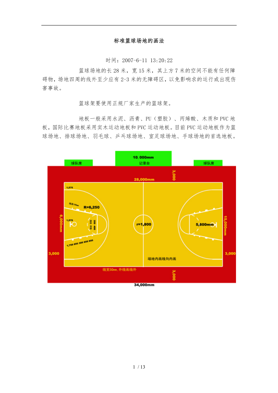 标准篮球场地的画法_第1页