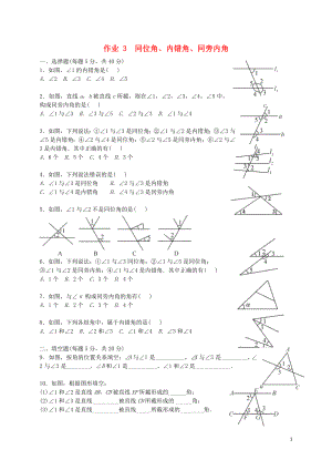 福建省莆田市涵江區(qū)七年級數(shù)學(xué)下冊 第五章《相交線與平行線》作業(yè)3 同位角、內(nèi)錯角、同旁內(nèi)角（無答案）（新版）新人教版